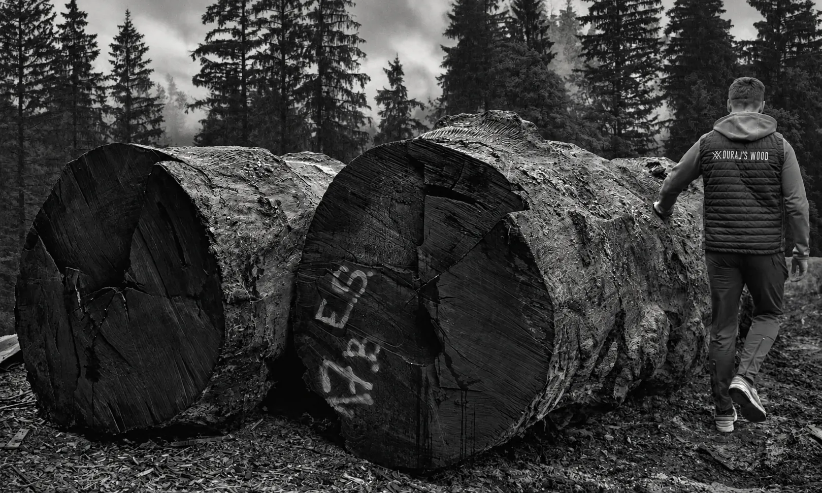 Ogromne kłody Czarnego Dębu w lesie