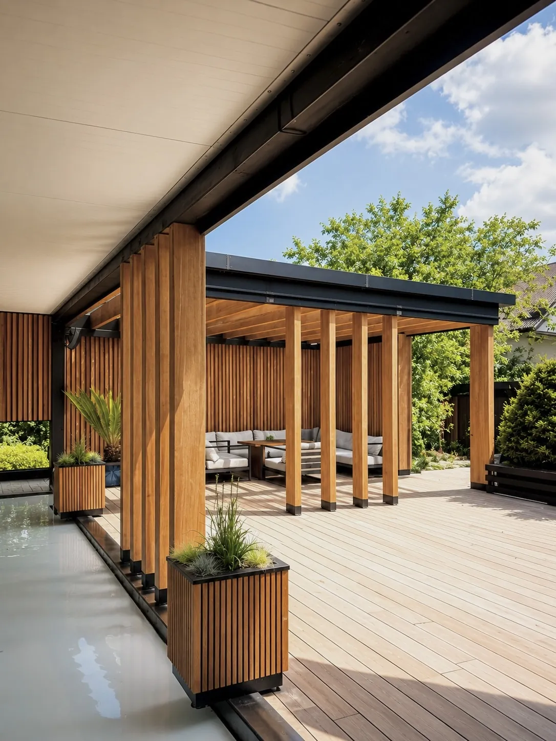 Cedrowa pergola nad tarasem z Teaku w Beskidach, zdjęcie 2